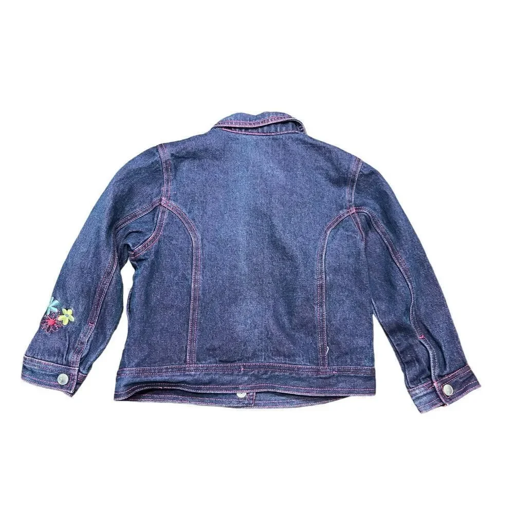 Gymboree floral flower embroidered denim Jean jacket medium 4 yr old vintage